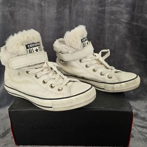 Off White Chuck Taylor All Star Faux Fur Lined Leather High-top Sneaker